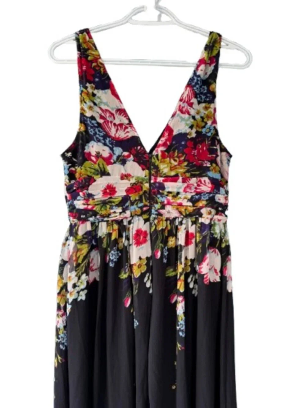 Ever Pretty floral sleeveless V-neck semi-formal maxi dress black women's size M - Picture 8 of 9